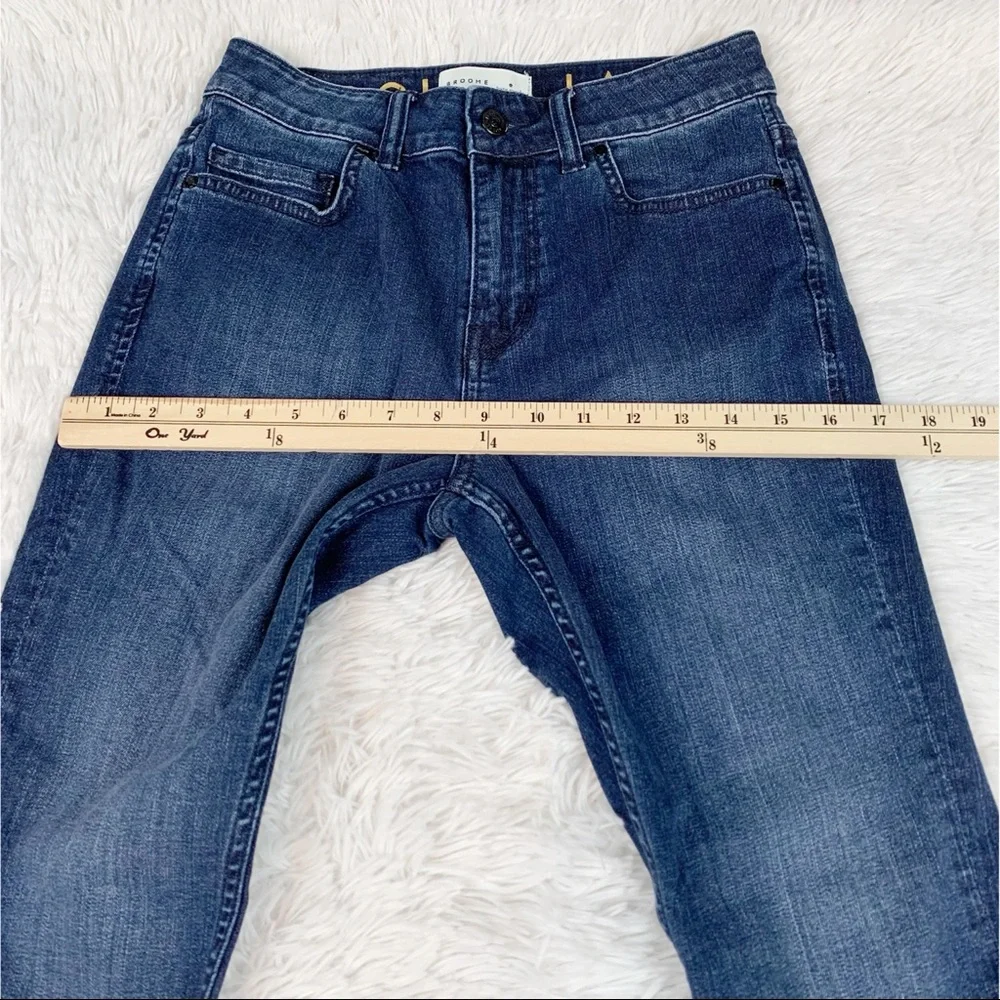 Kate Spade Broom Street‎ high rise straight jeans solid blue classic medium wash